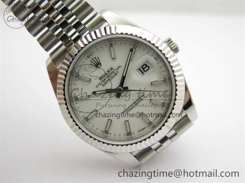DateJust 41 126334 ZF 1:1 Best Edition 904L Steel White Dial Stick Marker on Jubilee Bracelet A2824