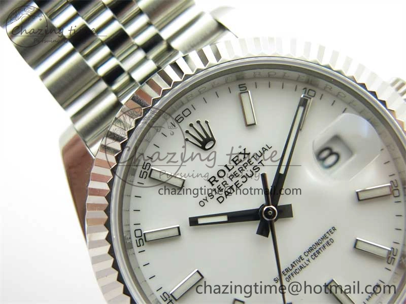 DateJust 41 126334 ZF 1:1 Best Edition 904L Steel White Dial Stick Marker on Jubilee Bracelet A2824