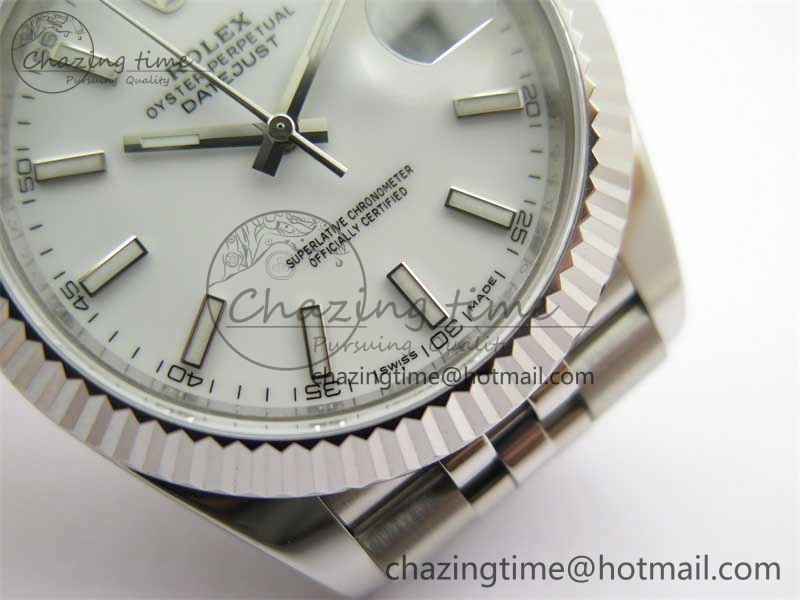 DateJust 41 126334 ZF 1:1 Best Edition 904L Steel White Dial Stick Marker on Jubilee Bracelet A2824