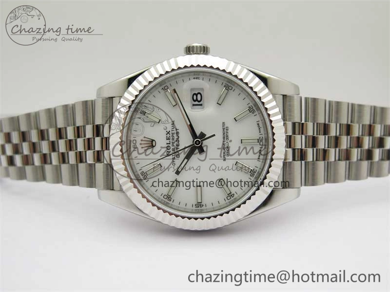 DateJust 41 126334 ZF 1:1 Best Edition 904L Steel White Dial Stick Marker on Jubilee Bracelet A2824