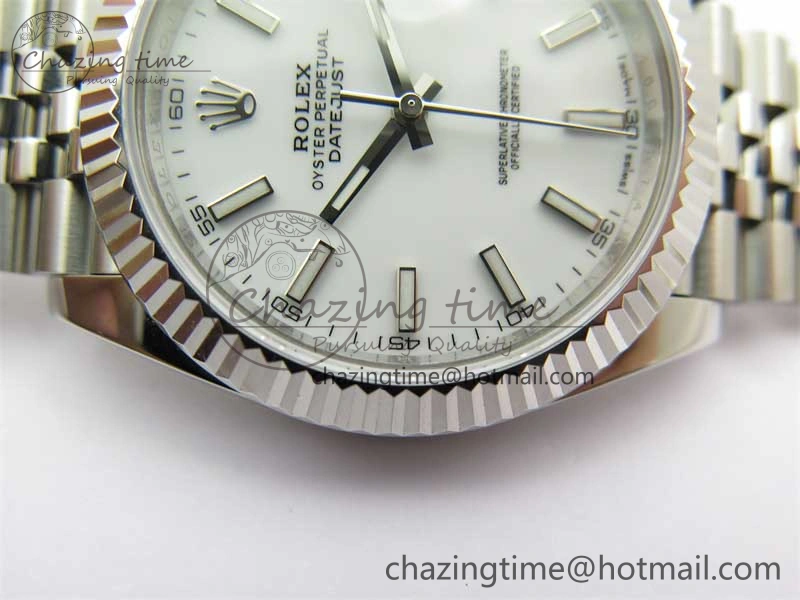 DateJust 41 126334 ZF 1:1 Best Edition 904L Steel White Dial Stick Marker on Jubilee Bracelet A2824