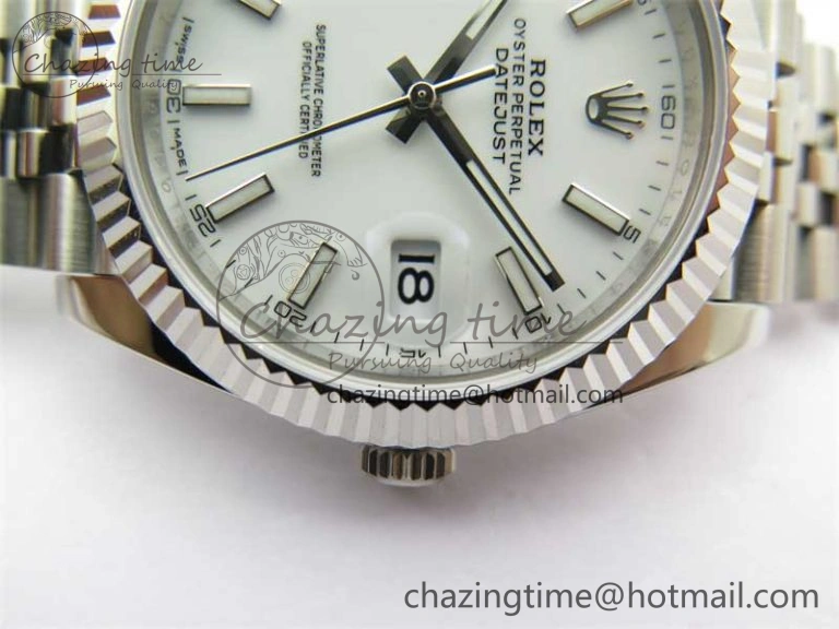 DateJust 41 126334 ZF 1:1 Best Edition 904L Steel White Dial Stick Marker on Jubilee Bracelet A2824