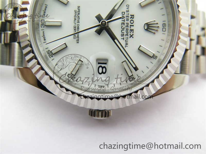 DateJust 41 126334 ZF 1:1 Best Edition 904L Steel White Dial Stick Marker on Jubilee Bracelet A2824
