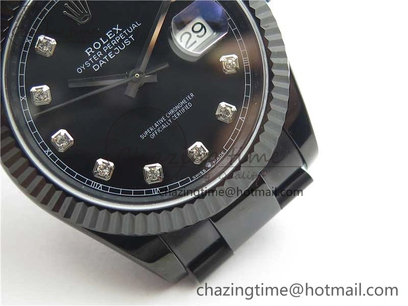 DateJust 41 All Black PVD VRF Best Edition Black Dial Diamonds Markers on PVD Oyster Bracelet A3235