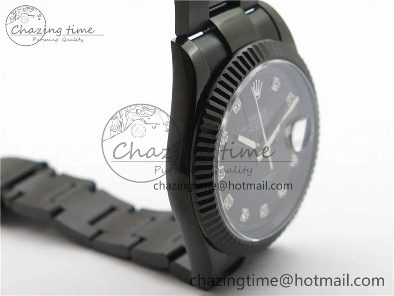 DateJust 41 All Black PVD VRF Best Edition Black Dial Diamonds Markers on PVD Oyster Bracelet A3235