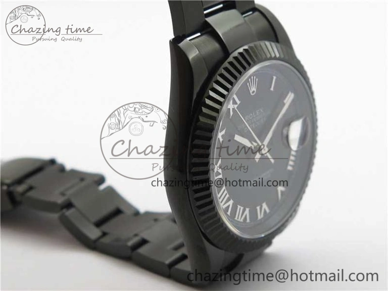 DateJust 41 All Black PVD VRF Best Edition Black Dial Roman Markers on PVD Oyster Bracelet A3235