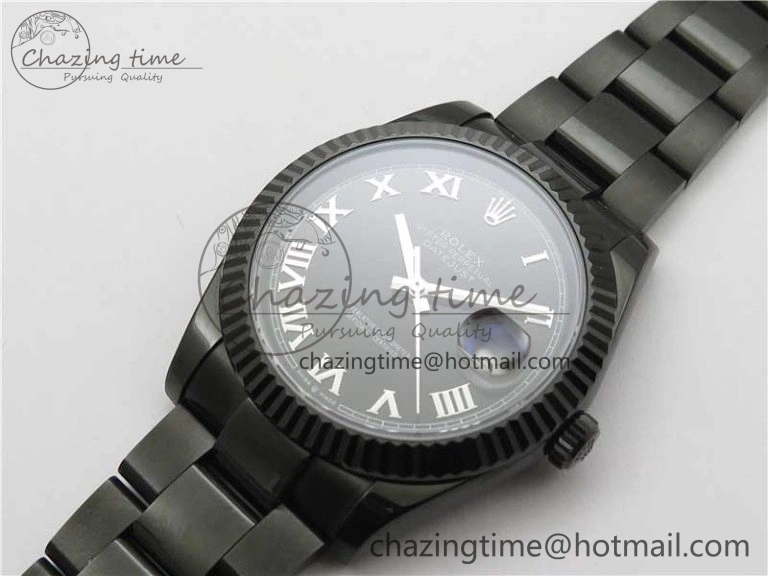 DateJust 41 All Black PVD VRF Best Edition Black Dial Roman Markers on PVD Oyster Bracelet A3235