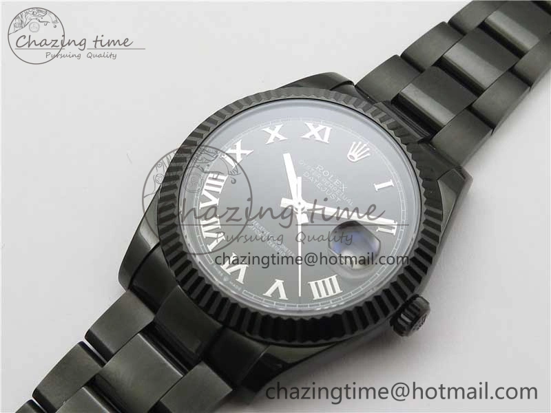 DateJust 41 All Black PVD VRF Best Edition Black Dial Roman Markers on PVD Oyster Bracelet A3235