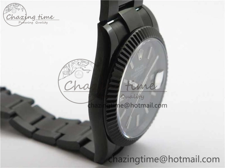 DateJust 41 All Black PVD VRF Best Edition Black Dial Stick Markers on PVD Oyster Bracelet A3235