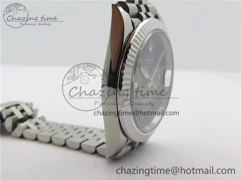 DateJust 41 SS 126333 Fluted Bezel DJF Best Edition 904L Steel Gray Dial Green Roman Markers on Jubilee Bracelet A2826
