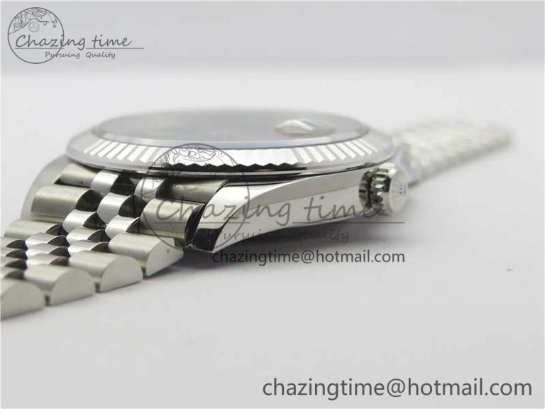 DateJust 41 SS 126333 Fluted Bezel DJF Best Edition 904L Steel Gray Dial Green Roman Markers on Jubilee Bracelet A2826