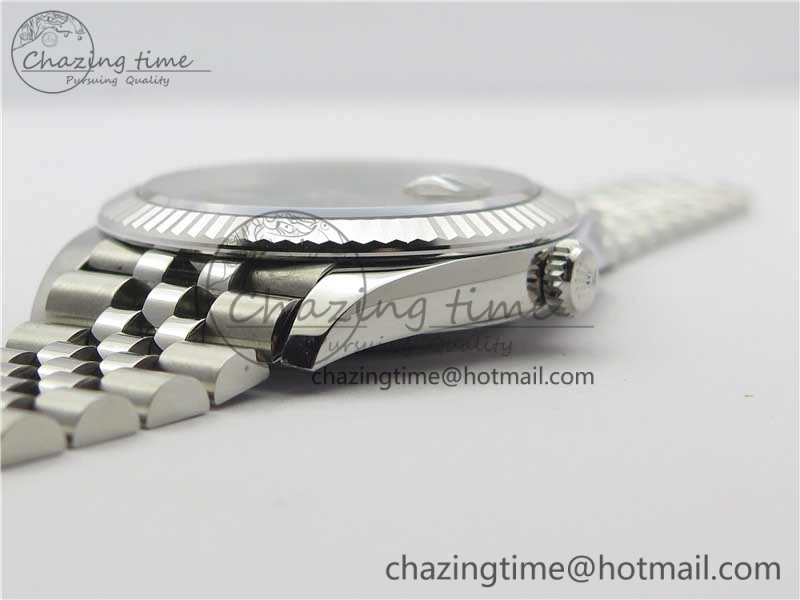DateJust 41 SS 126333 Fluted Bezel DJF Best Edition 904L Steel Gray Dial Green Roman Markers on Jubilee Bracelet A2826