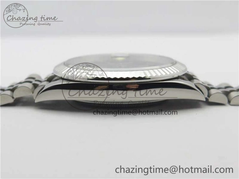 DateJust 41 SS 126333 Fluted Bezel DJF Best Edition 904L Steel Gray Dial Green Roman Markers on Jubilee Bracelet A2826