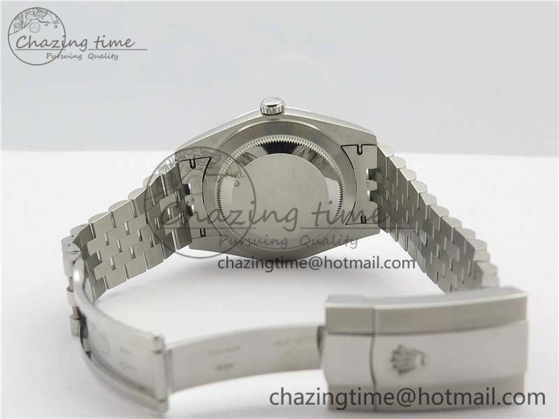 DateJust 41 SS 126333 Fluted Bezel DJF Best Edition 904L Steel Gray Dial Green Roman Markers on Jubilee Bracelet A2826