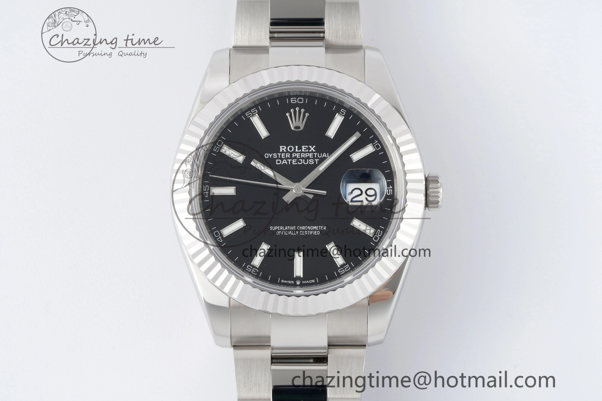 DateJust 41 SS Fluted Bezel KING 1:1 Best Edition 904L Steel Black Dial on Oyster Bracelet VR3235