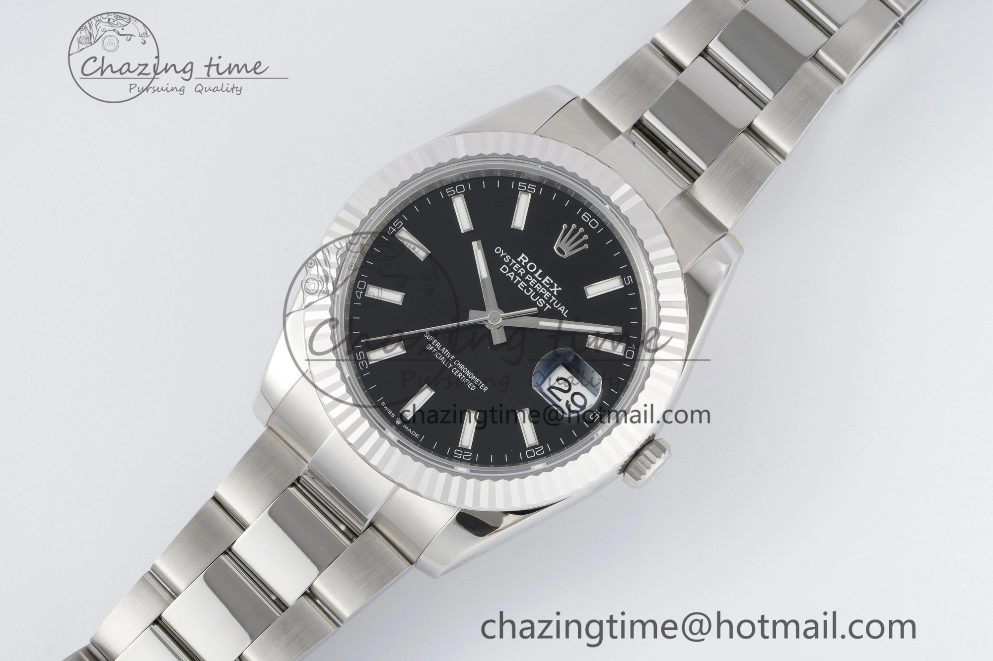 DateJust 41 SS Fluted Bezel KING 1:1 Best Edition 904L Steel Black Dial on Oyster Bracelet VR3235