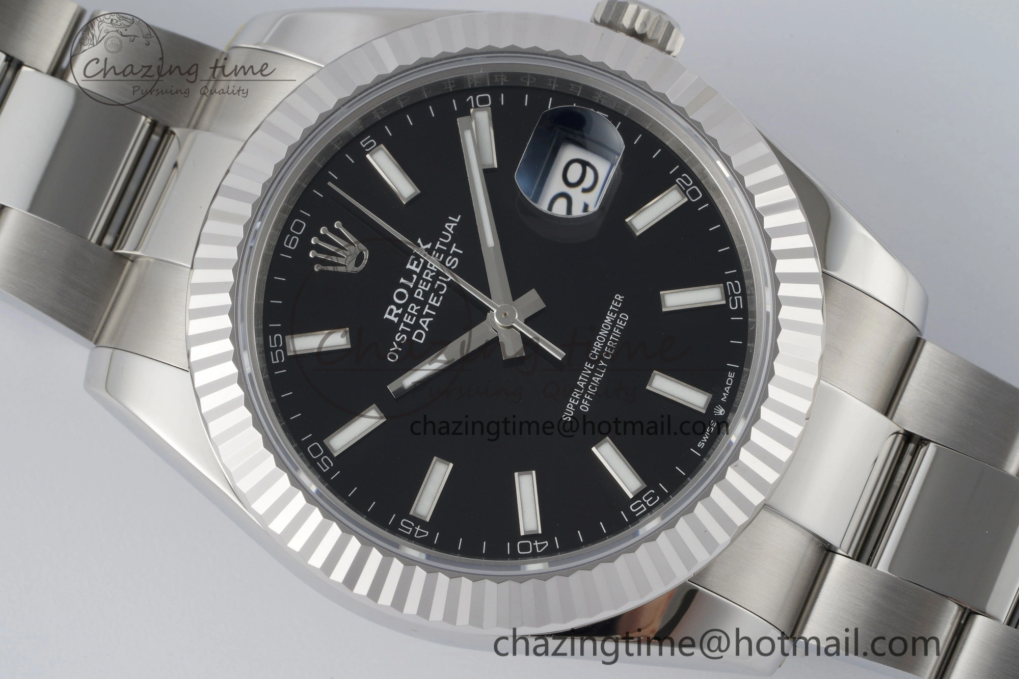DateJust 41 SS Fluted Bezel KING 1:1 Best Edition 904L Steel Black Dial on Oyster Bracelet VR3235
