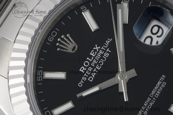 DateJust 41 SS Fluted Bezel KING 1:1 Best Edition 904L Steel Black Dial on Oyster Bracelet VR3235