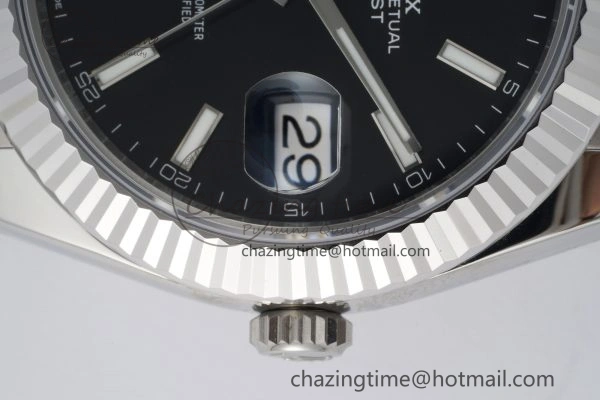DateJust 41 SS Fluted Bezel KING 1:1 Best Edition 904L Steel Black Dial on Oyster Bracelet VR3235