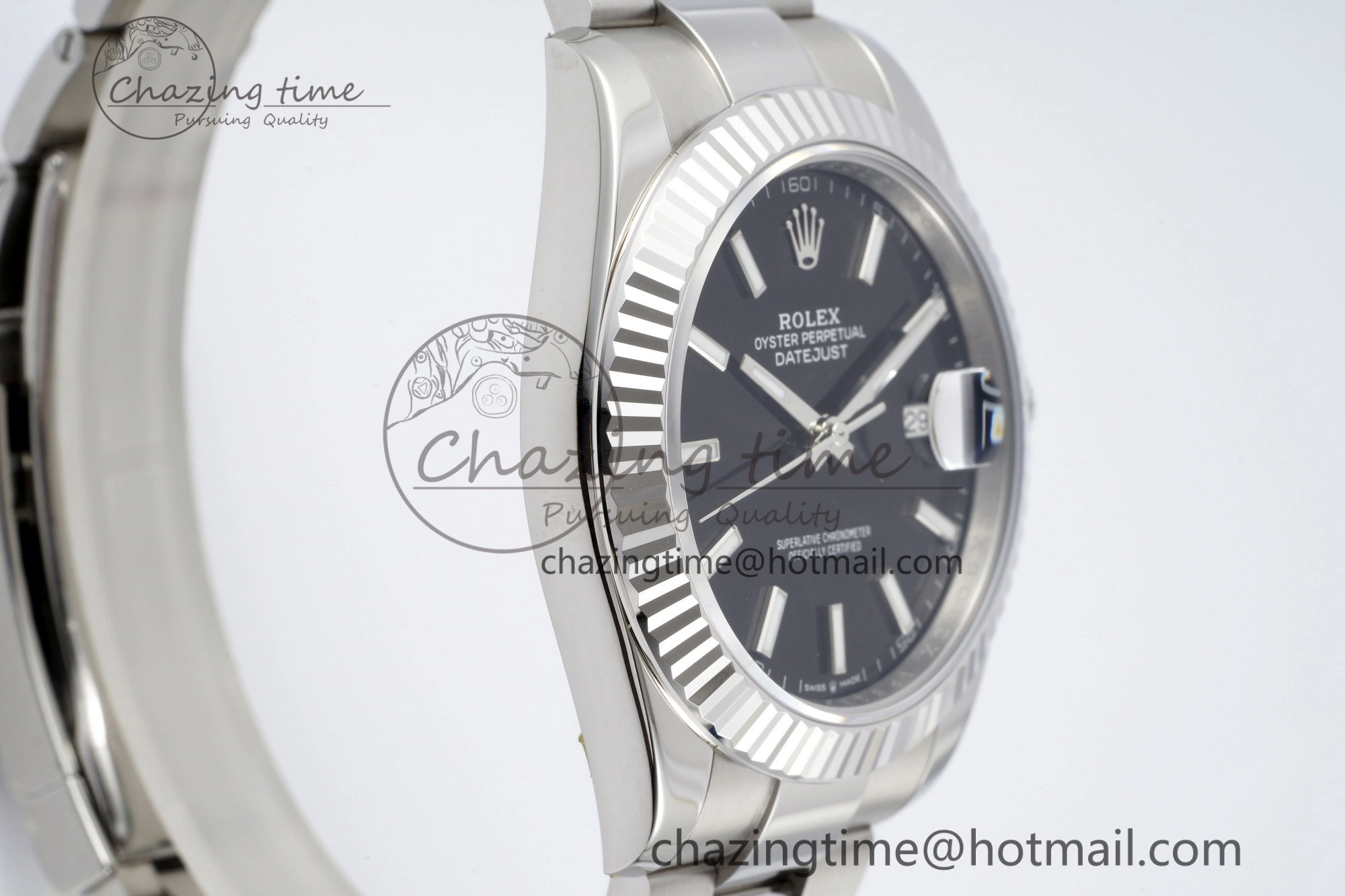 DateJust 41 SS Fluted Bezel KING 1:1 Best Edition 904L Steel Black Dial on Oyster Bracelet VR3235
