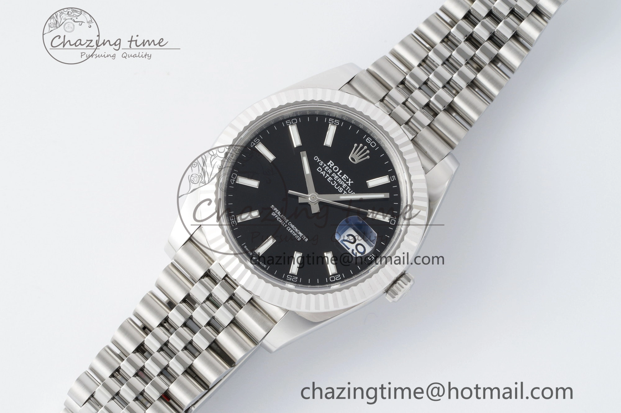 DateJust 41 SS Fluted Bezel KING 1:1 Best Edition 904L Steel Black Stick Dial on Jubilee Bracelet VR3235