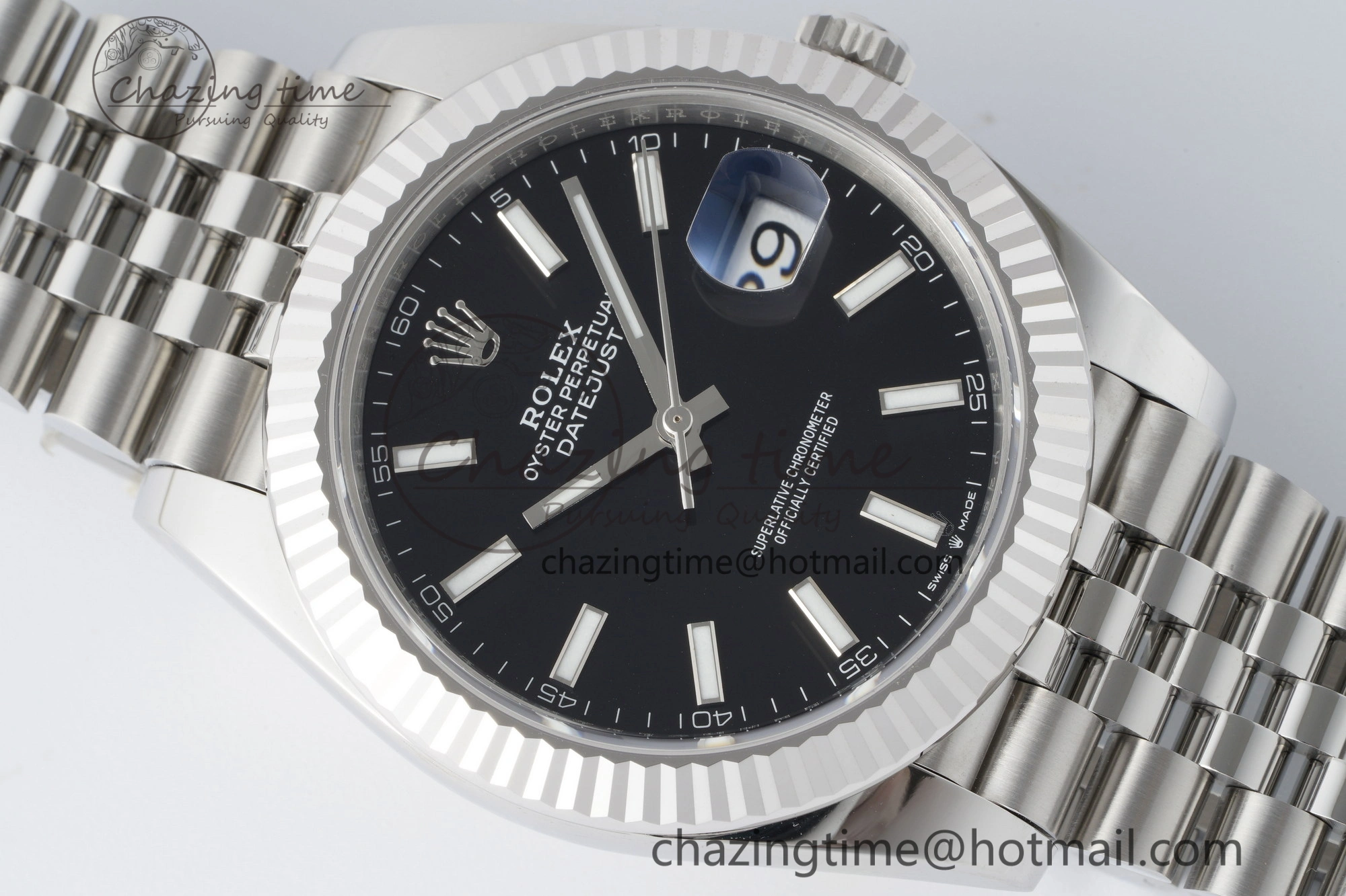 DateJust 41 SS Fluted Bezel KING 1:1 Best Edition 904L Steel Black Stick Dial on Jubilee Bracelet VR3235