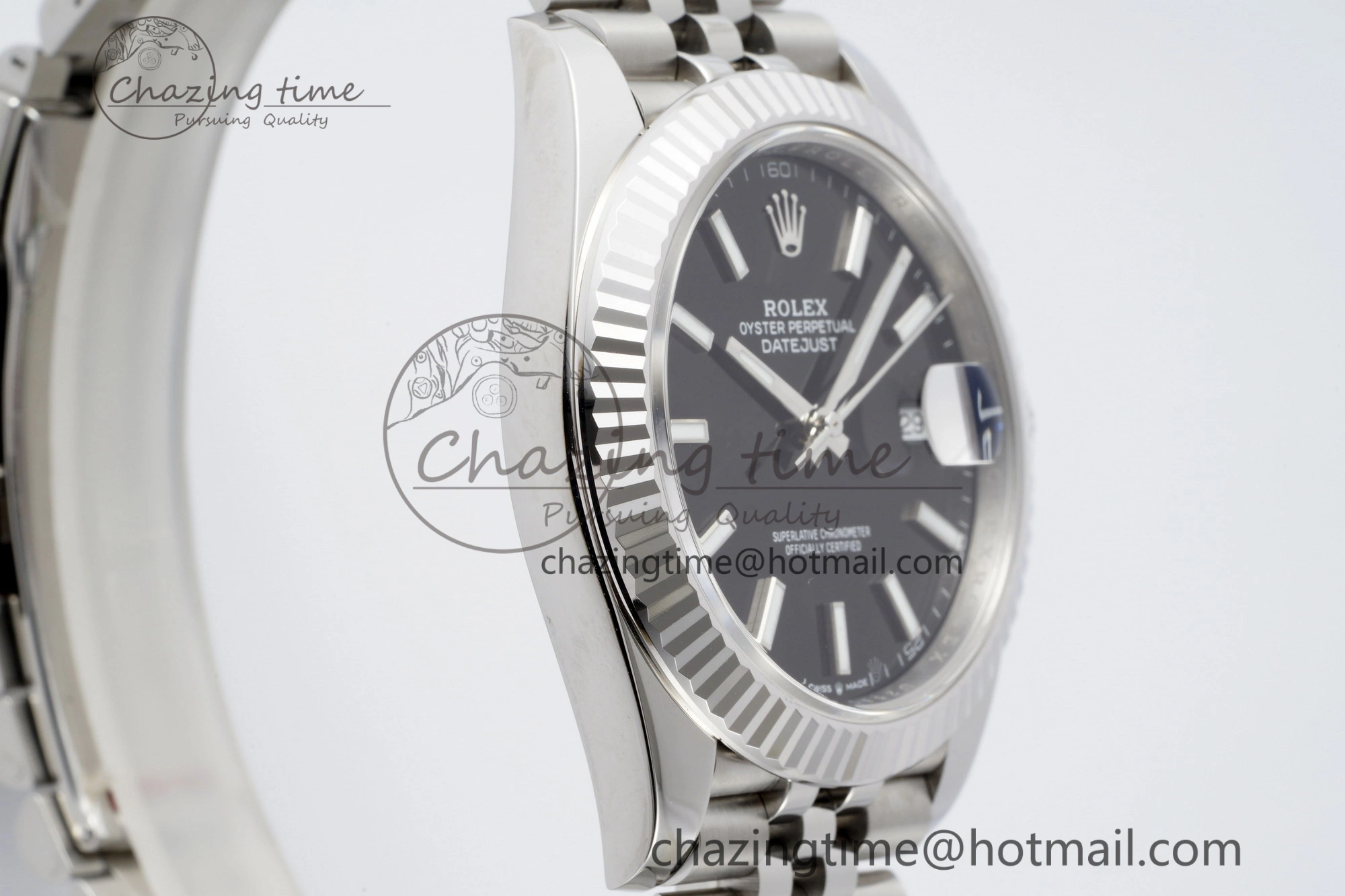 DateJust 41 SS Fluted Bezel KING 1:1 Best Edition 904L Steel Black Stick Dial on Jubilee Bracelet VR3235