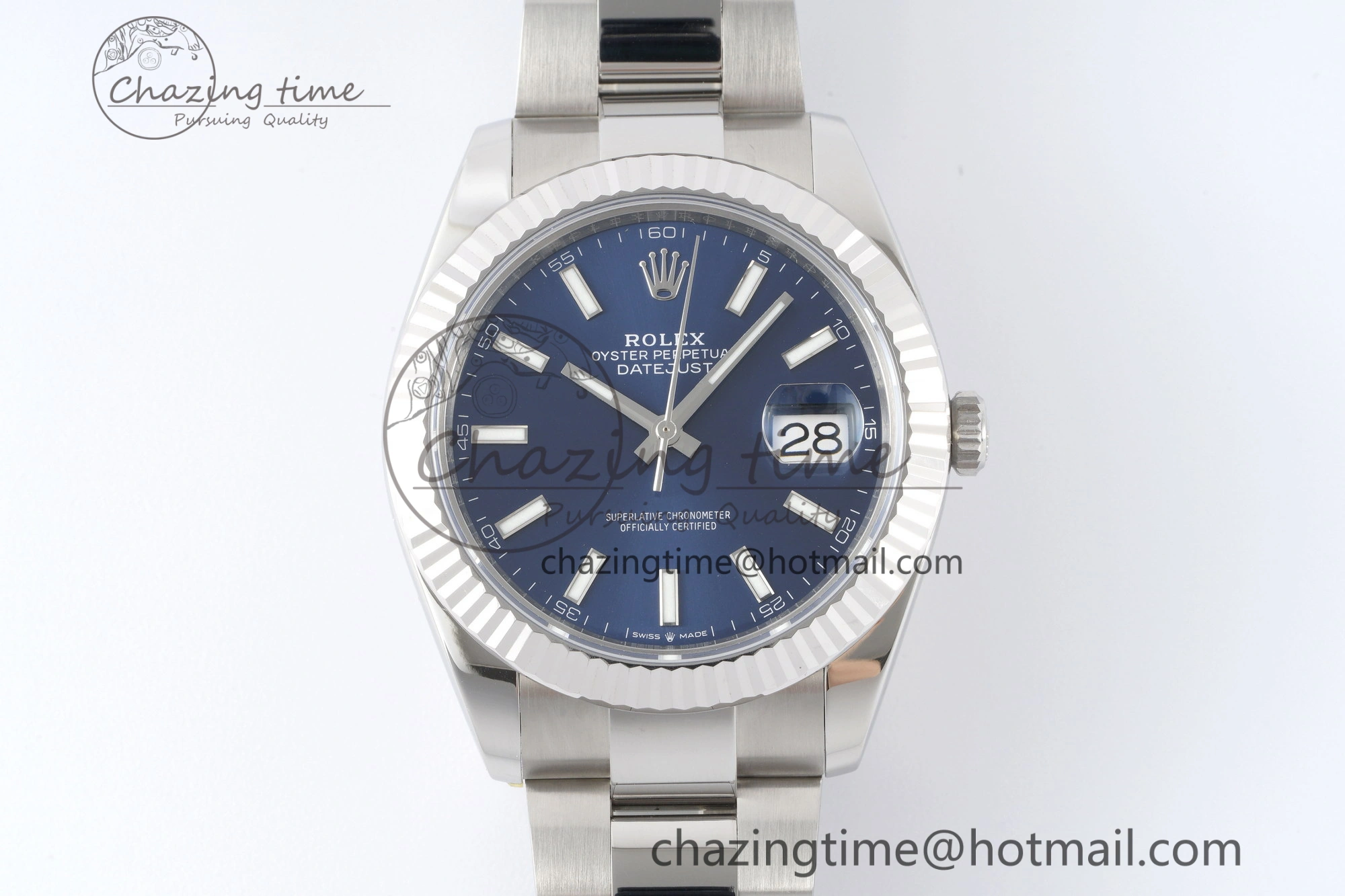 DateJust 41 SS Fluted Bezel KING 1:1 Best Edition 904L Steel Blue Dial on Oyster Bracelet VR3235