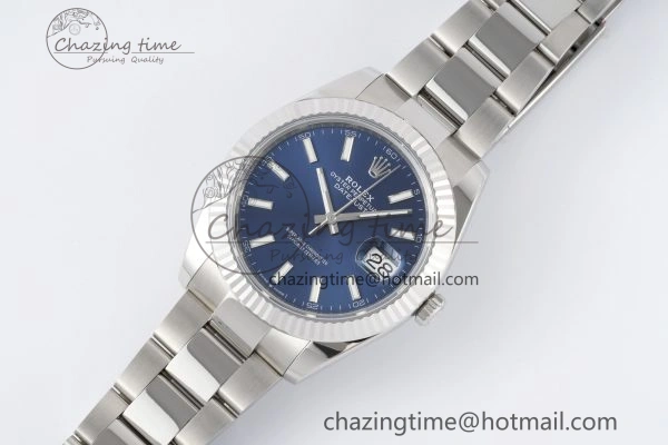 DateJust 41 SS Fluted Bezel KING 1:1 Best Edition 904L Steel Blue Dial on Oyster Bracelet VR3235