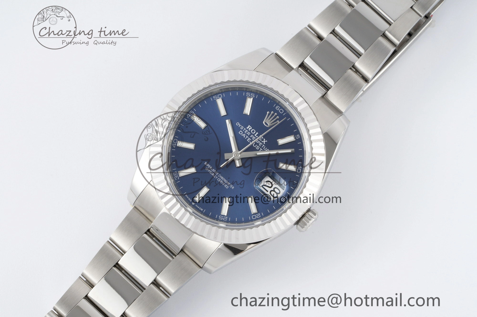 DateJust 41 SS Fluted Bezel KING 1:1 Best Edition 904L Steel Blue Dial on Oyster Bracelet VR3235