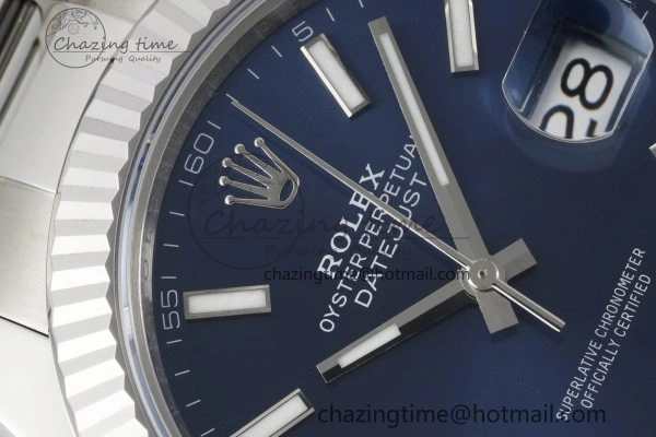 DateJust 41 SS Fluted Bezel KING 1:1 Best Edition 904L Steel Blue Dial on Oyster Bracelet VR3235