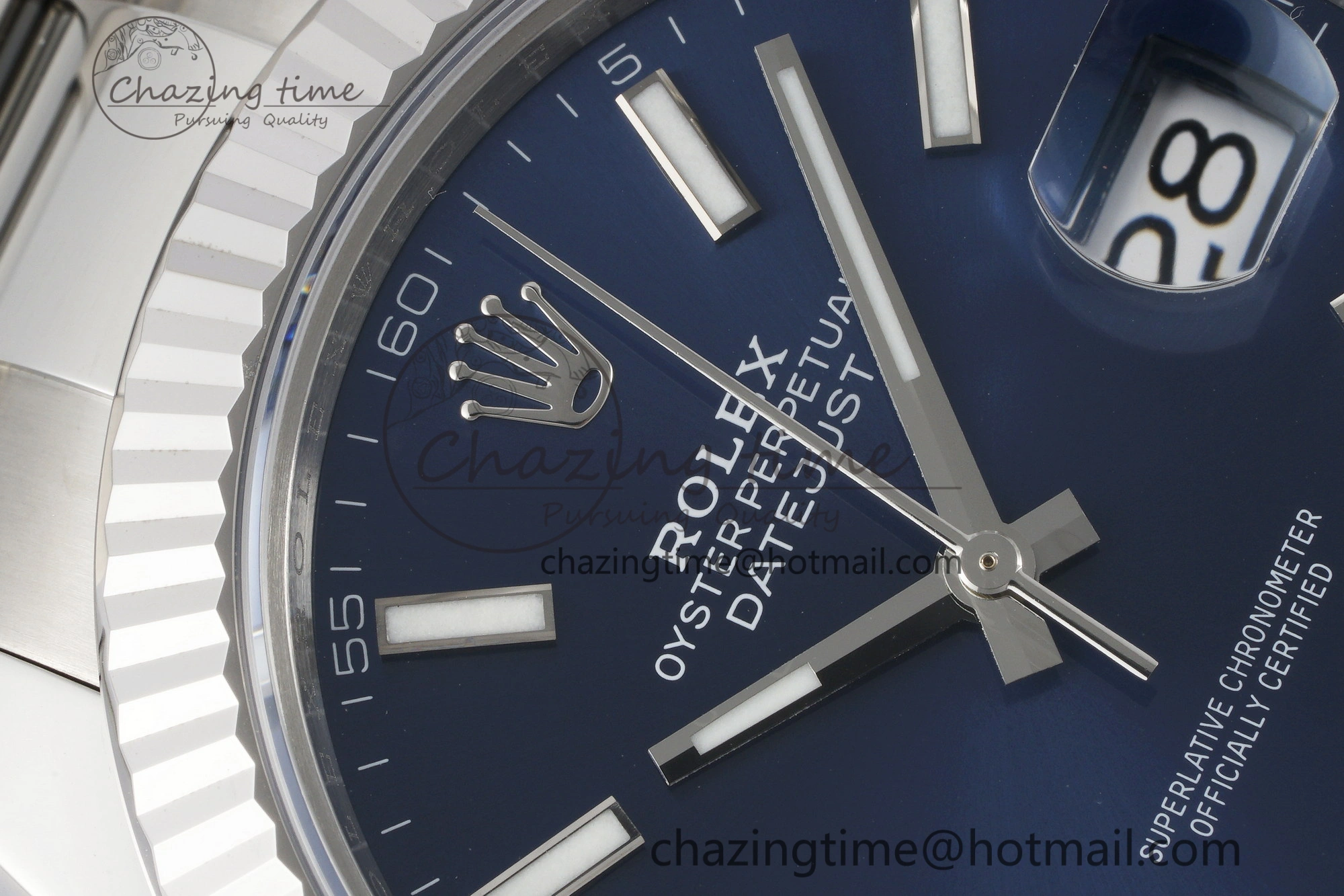 DateJust 41 SS Fluted Bezel KING 1:1 Best Edition 904L Steel Blue Dial on Oyster Bracelet VR3235