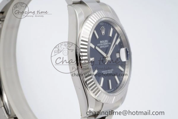 DateJust 41 SS Fluted Bezel KING 1:1 Best Edition 904L Steel Blue Dial on Oyster Bracelet VR3235
