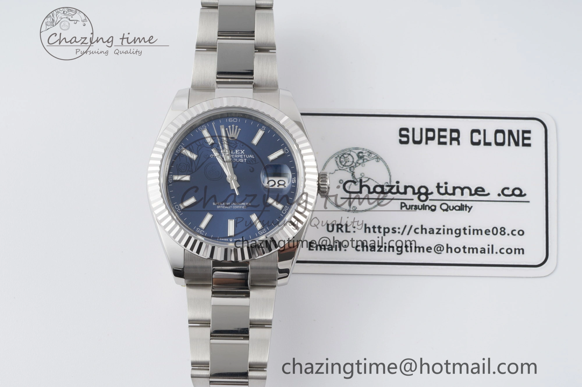 DateJust 41 SS Fluted Bezel KING 1:1 Best Edition 904L Steel Blue Dial on Oyster Bracelet VR3235