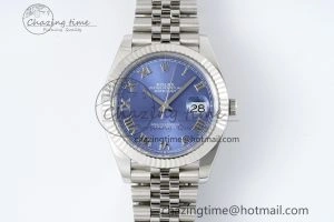 DateJust 41 SS Fluted Bezel KING 1:1 Best Edition 904L Steel Blue Roman Dial on Jubilee Bracelet VR3235