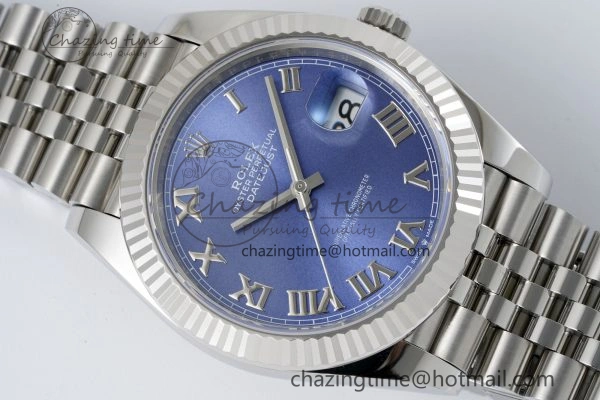 DateJust 41 SS Fluted Bezel KING 1:1 Best Edition 904L Steel Blue Roman Dial on Jubilee Bracelet VR3235