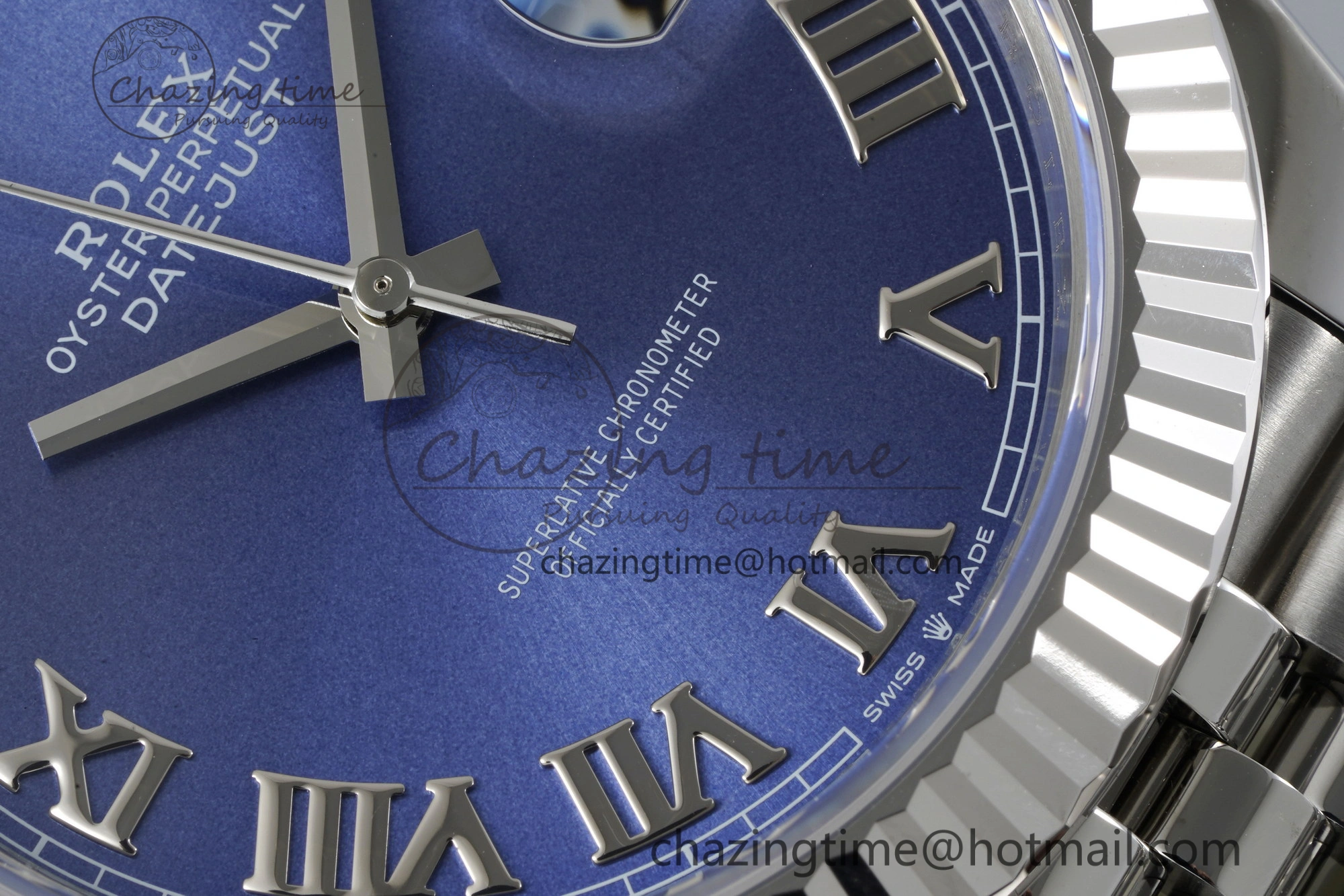 DateJust 41 SS Fluted Bezel KING 1:1 Best Edition 904L Steel Blue Roman Dial on Jubilee Bracelet VR3235