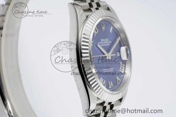 DateJust 41 SS Fluted Bezel KING 1:1 Best Edition 904L Steel Blue Roman Dial on Jubilee Bracelet VR3235