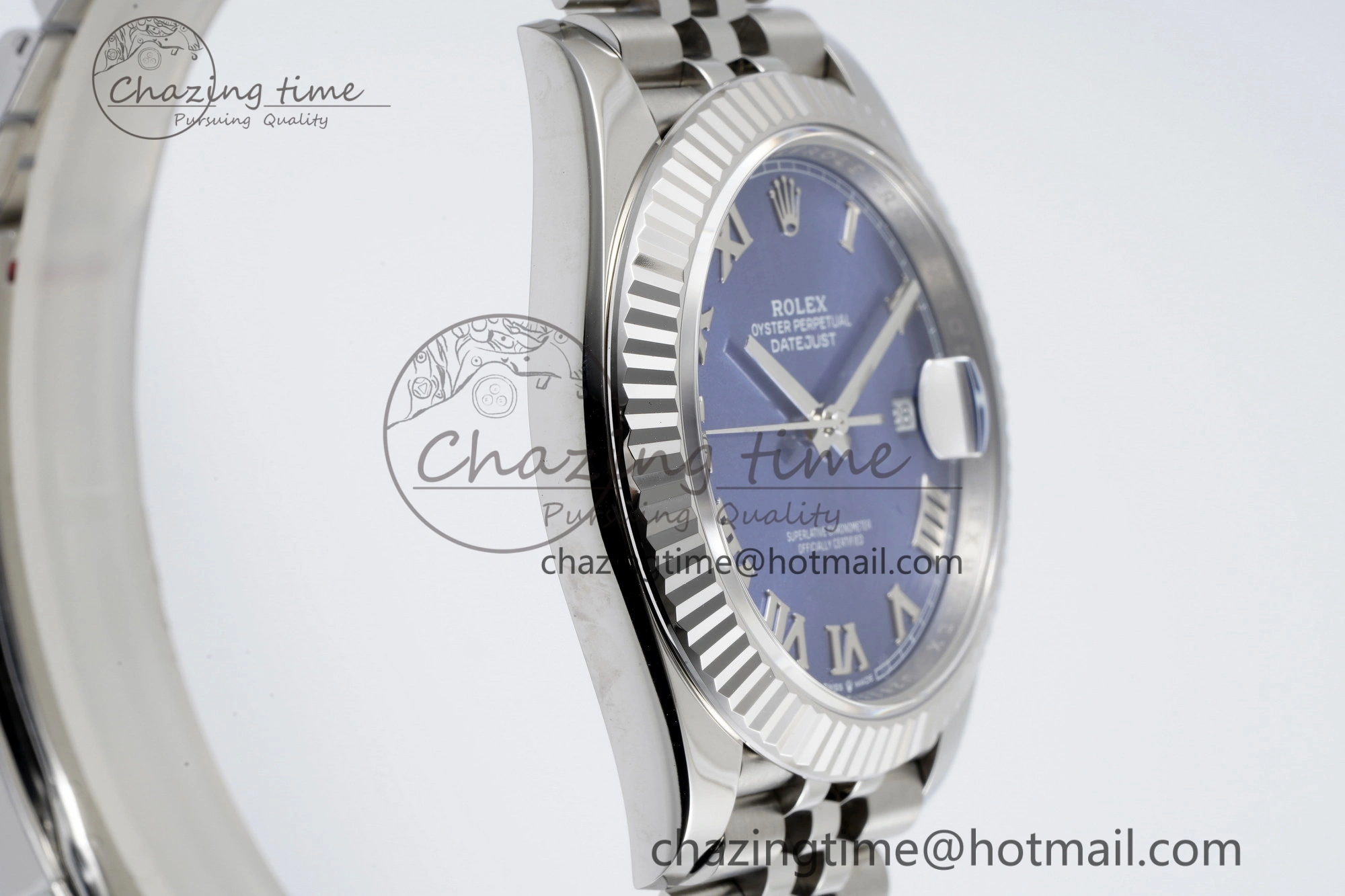 DateJust 41 SS Fluted Bezel KING 1:1 Best Edition 904L Steel Blue Roman Dial on Jubilee Bracelet VR3235