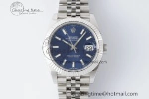 DateJust 41 SS Fluted Bezel KING 1:1 Best Edition 904L Steel Blue Stick Dial on Jubilee Bracelet VR3235