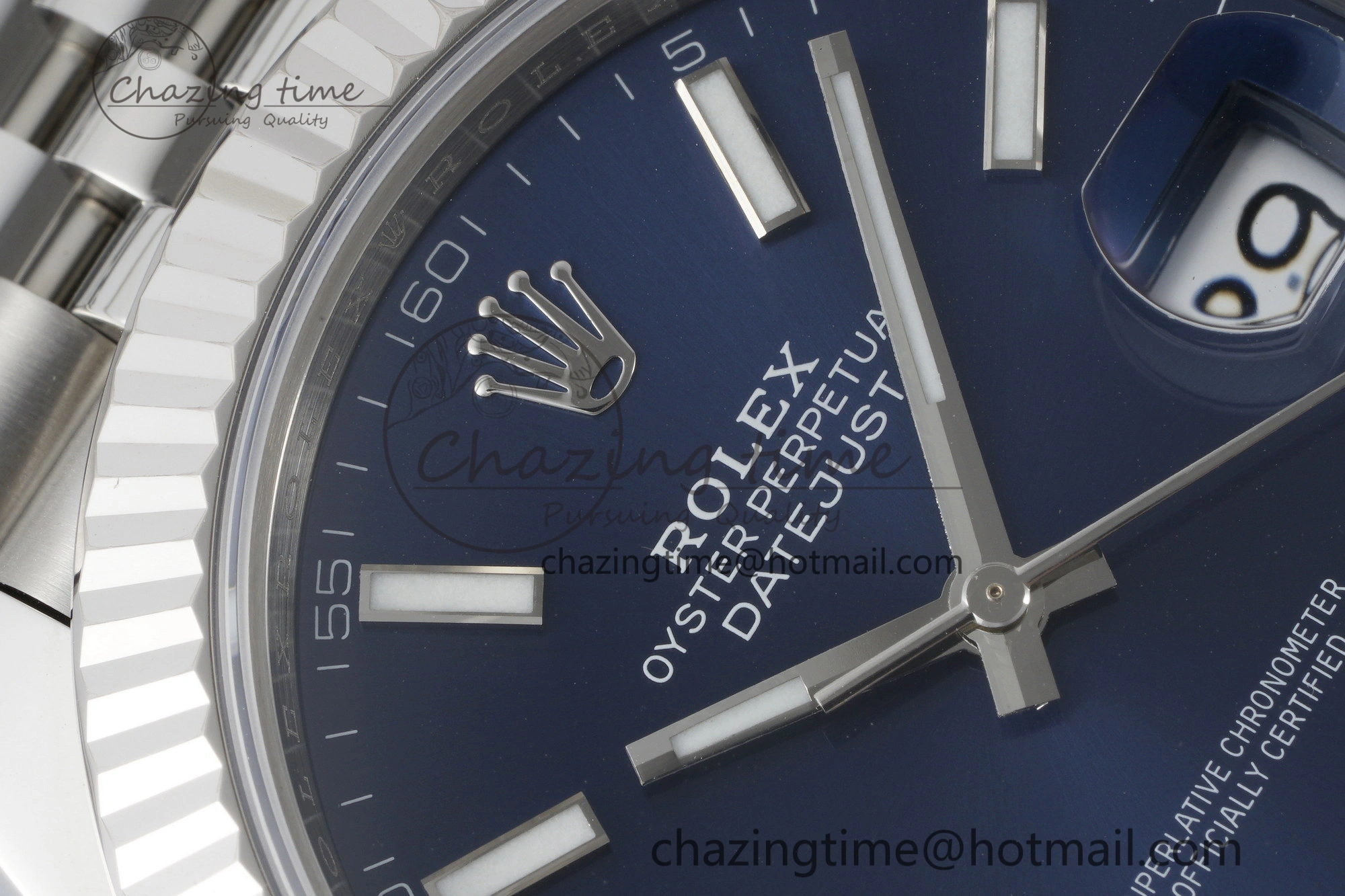 DateJust 41 SS Fluted Bezel KING 1:1 Best Edition 904L Steel Blue Stick Dial on Jubilee Bracelet VR3235