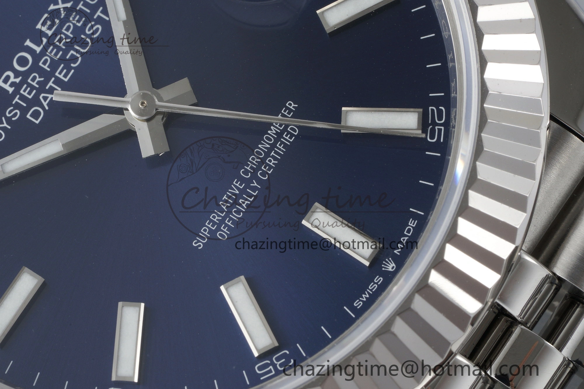 DateJust 41 SS Fluted Bezel KING 1:1 Best Edition 904L Steel Blue Stick Dial on Jubilee Bracelet VR3235