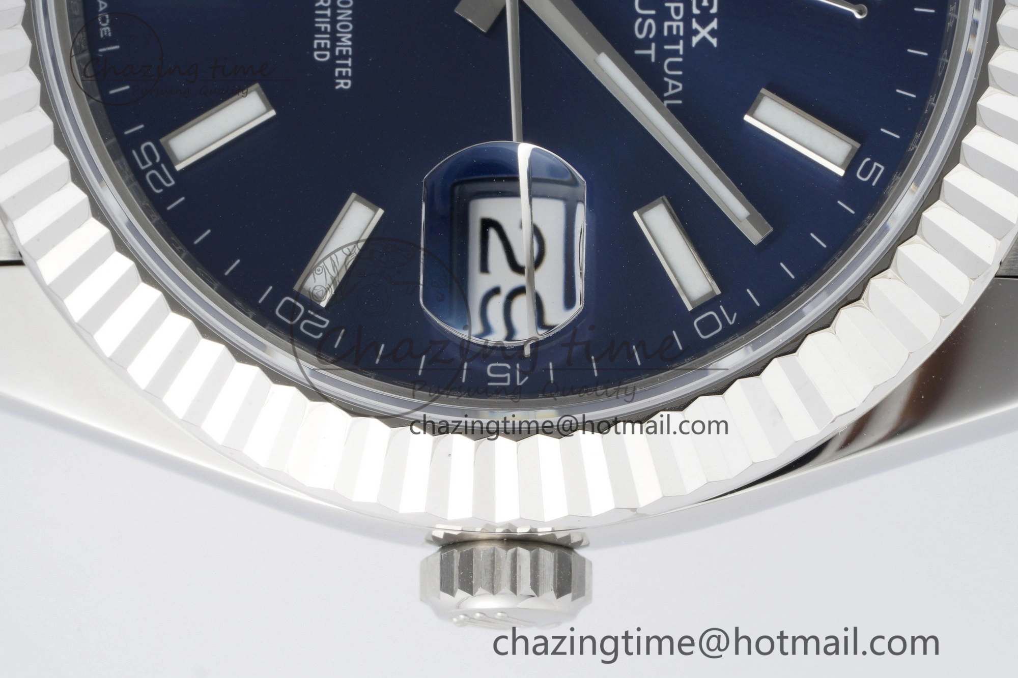 DateJust 41 SS Fluted Bezel KING 1:1 Best Edition 904L Steel Blue Stick Dial on Jubilee Bracelet VR3235