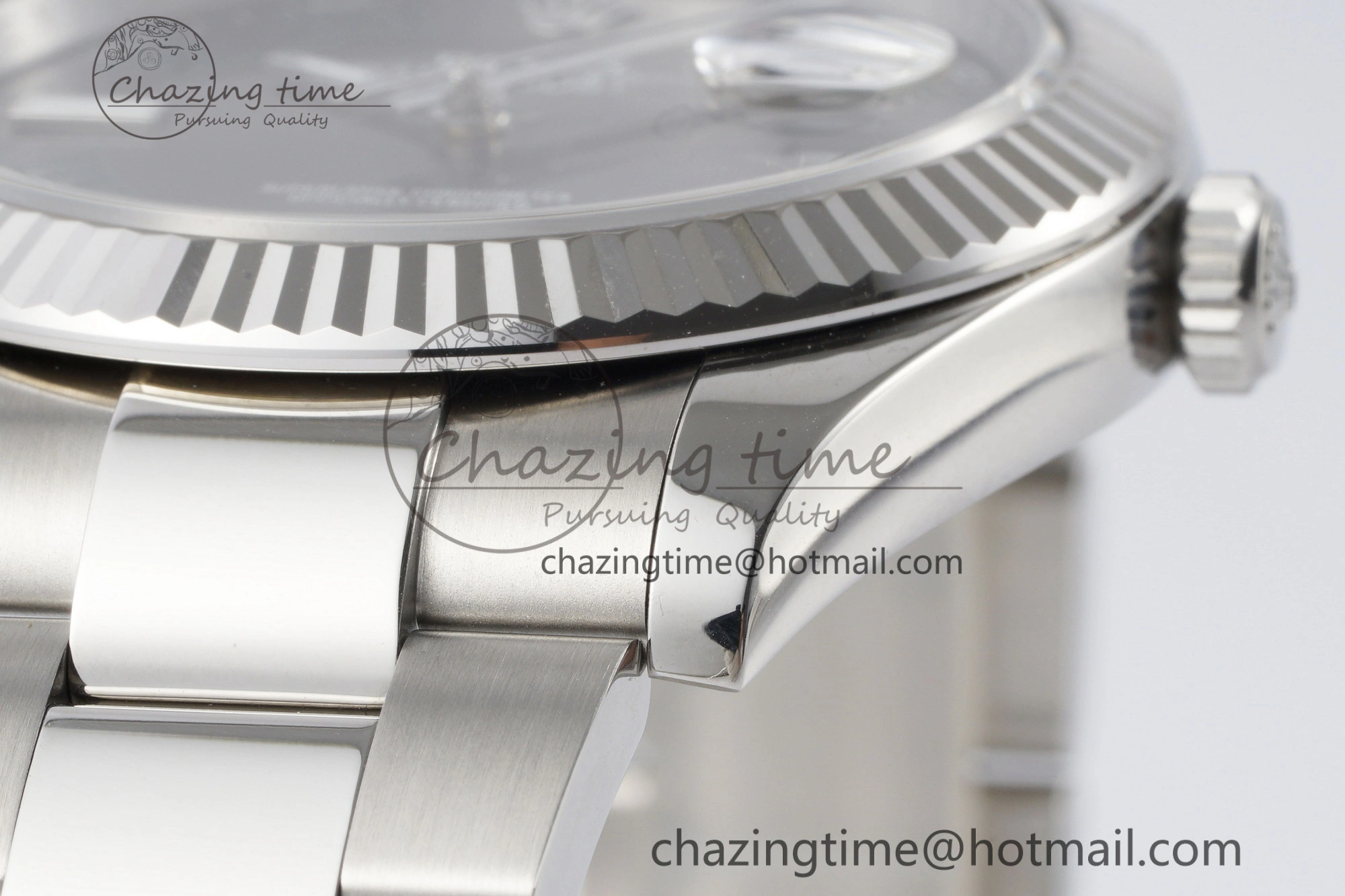 DateJust 41 SS Fluted Bezel KING 1:1 Best Edition 904L Steel Gray Dial Green Roman on Oyster Bracelet VR3235