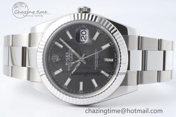 DateJust 41 SS Fluted Bezel KING 1:1 Best Edition 904L Steel Gray Dial on Oyster Bracelet VR3235