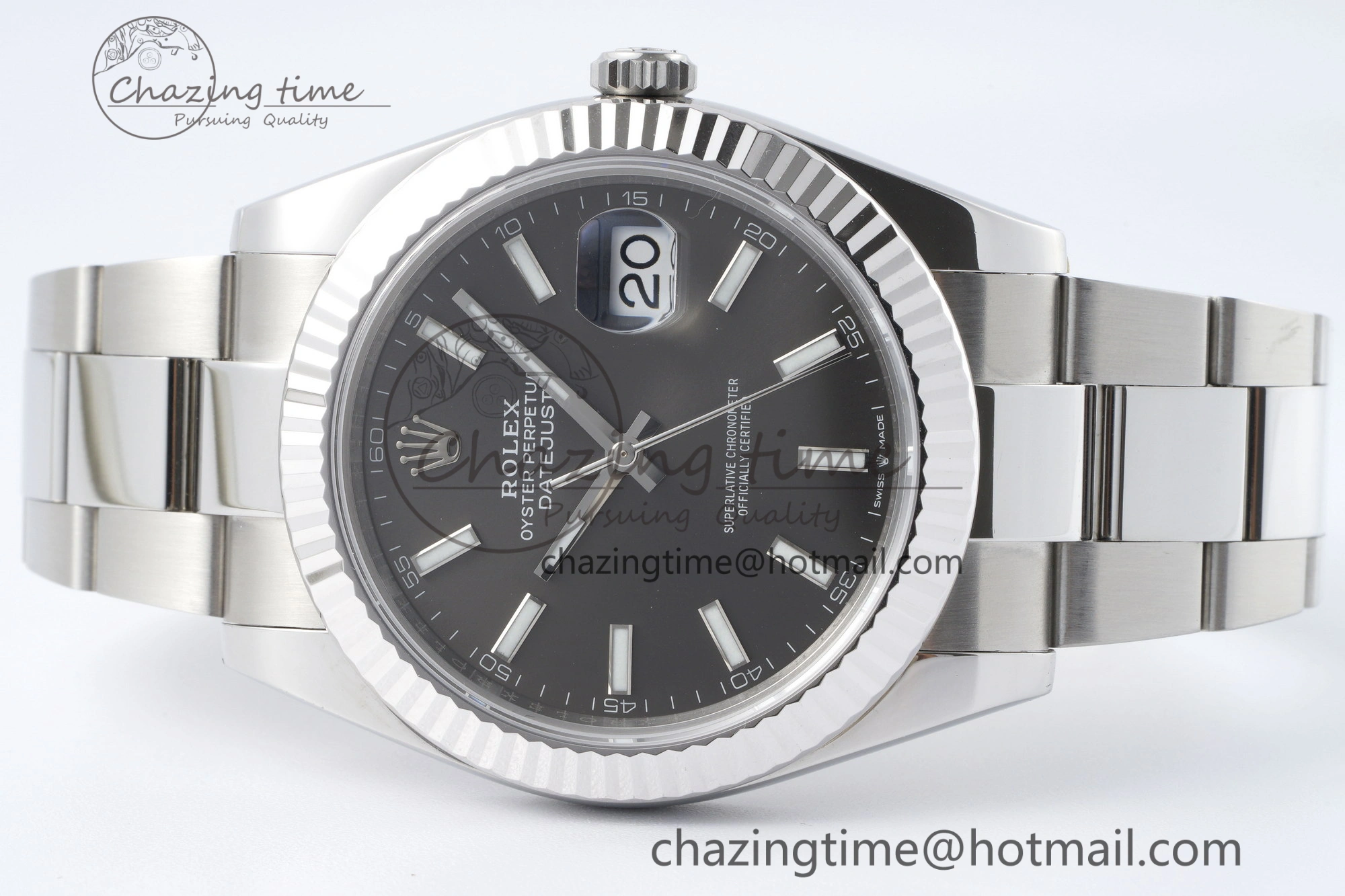 DateJust 41 SS Fluted Bezel KING 1:1 Best Edition 904L Steel Gray Dial on Oyster Bracelet VR3235