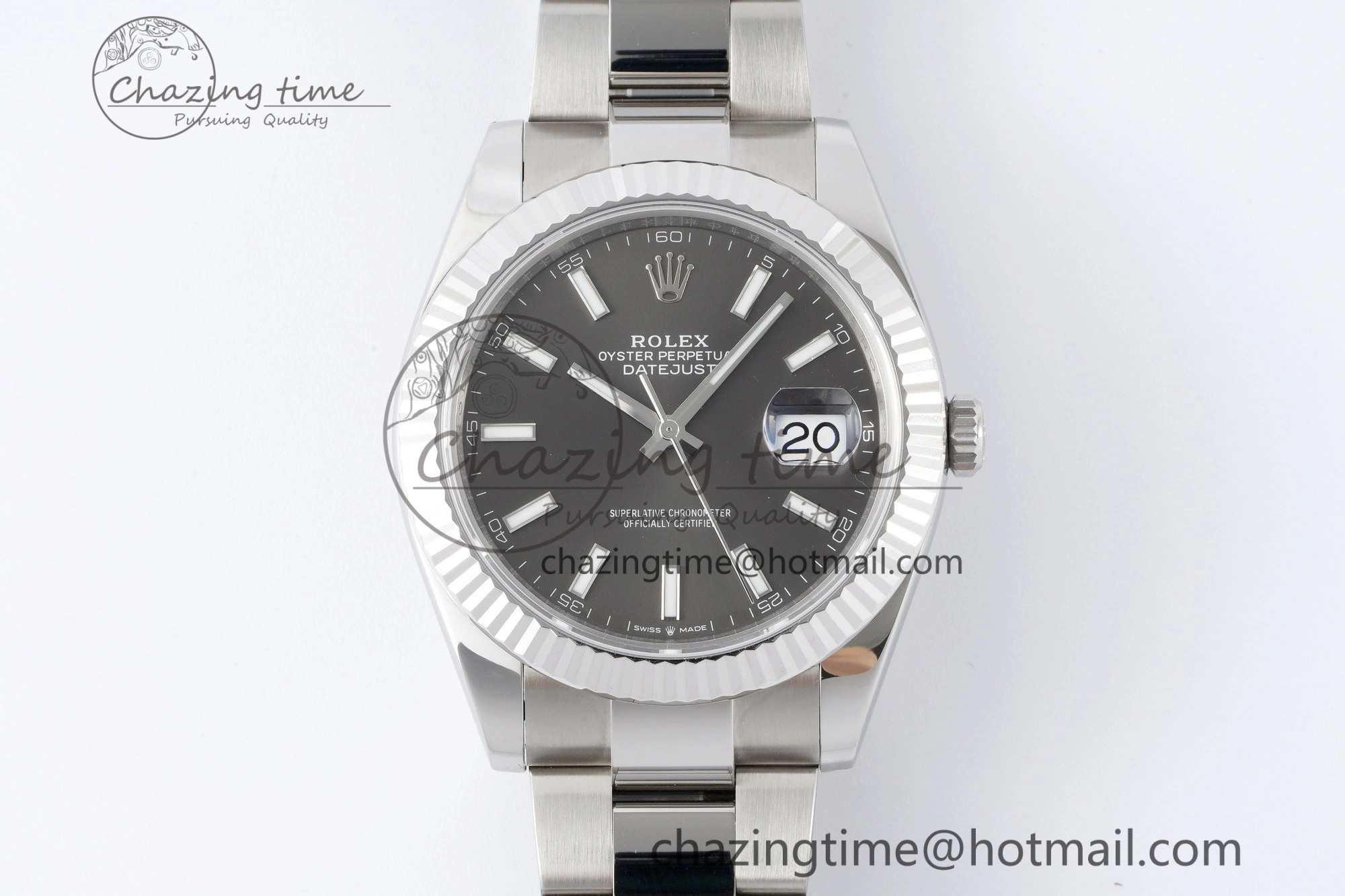 DateJust 41 SS Fluted Bezel KING 1:1 Best Edition 904L Steel Gray Dial on Oyster Bracelet VR3235