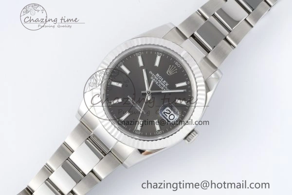 DateJust 41 SS Fluted Bezel KING 1:1 Best Edition 904L Steel Gray Dial on Oyster Bracelet VR3235