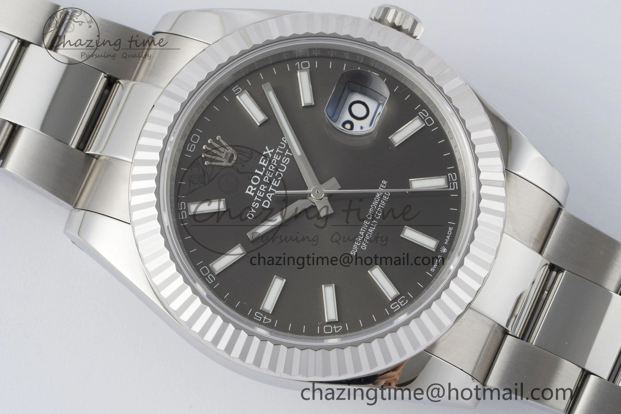 DateJust 41 SS Fluted Bezel KING 1:1 Best Edition 904L Steel Gray Dial on Oyster Bracelet VR3235