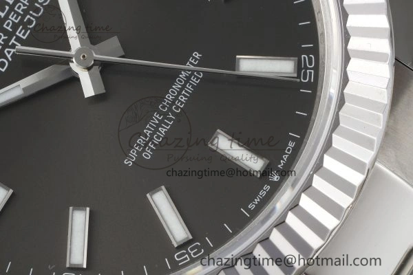 DateJust 41 SS Fluted Bezel KING 1:1 Best Edition 904L Steel Gray Dial on Oyster Bracelet VR3235